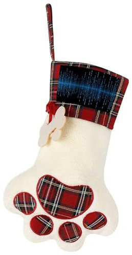 Weihnachtsstrumpf zum Aufhängen mit großer Pfote, blaue Binärmatrixdruck, Weihnachtsstrümpfe in Haustierpfotenform für Familienurlaub