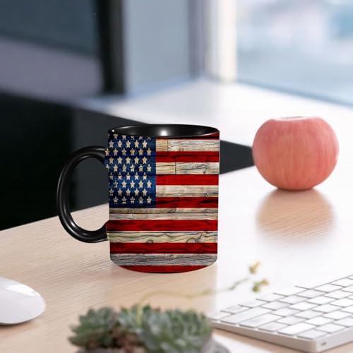 SDAEMQ Tazas de Café, Taza de Cerámica para Té y Café - Regalo Original - 330 ml - Desayuno Tazas Tazas graciosas,Bandera americana de los Estados Unidos por, Bandera de los Estados Unidos Patriotismo
