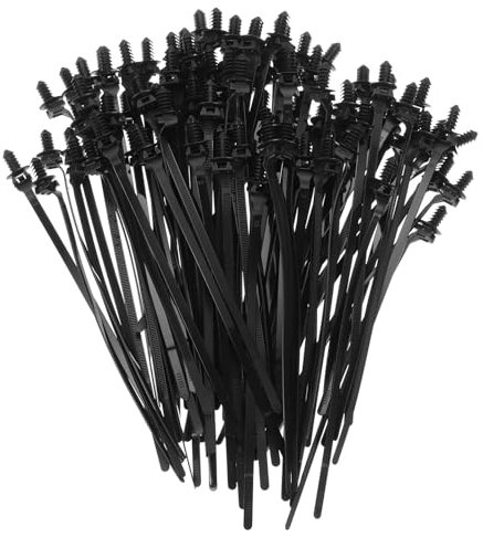 sourcing map 100pcs Push Mount Cable Zip Tie 8.3 x 0.22 Nylon Self Locking Cable Strap Thread Style Heavy Duty Snap in Cable Zip Ties for Household Electronic Auto Industry