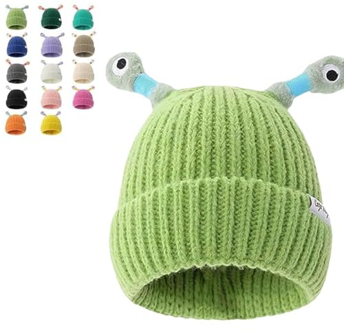 Generisch Monsterhut, Kinder Glow in the Dark Monster Tentacle Strickmütze, Grüne Einstellbare Leuchtende Tentakel Mütze, Cute Little Monster Knit Hat (One Size, für Kinder)