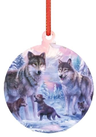 CRJSYCBYB Weihnachtsanhänger, Motiv: Winterwolf, aus Acryl, bedruckt