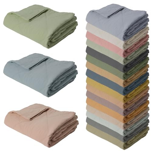 AU MAISON Decke Überwurf 100% Baumwolle 140 x 200 cm Skandinavisch (Beige)