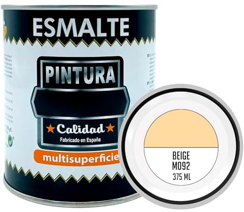 Acan Tradineur - Bote de Pintura Esmalte - Fabricado en España - Ideal para Cualquier Superficie, Madera, Plástico, Cristal o Cemento - Capacidad de 375 ML - Beige (M092)