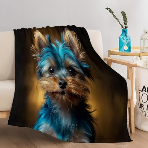 Dunkle Blau Braun Schwarz Decke 220 X 240 cm Für Kinder Und Erwachsene Weichem Flanell Tier Nahaufnahme Hund Bedruckte Decken Warme Decke Kuscheldecke Für Sofa Bett Und Wohnzimmer Dekor