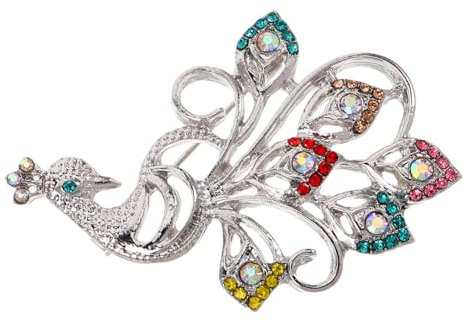 VALICLUD Broche Paon Pour Femme Et Fille Accessoire Avec Cristal Motif Oiseau Et Animal Pour Robe Et Châle
