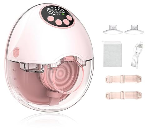 Serlium Milchpumpe Elektrisch Tragbare,Breast Pump, 4 Modi 12stufen mit 18/21mm Komfortabler Flansch,Superleise mit Led-Display,Handsfree mit Wiederaufladbare (Rosa,1StüCk)