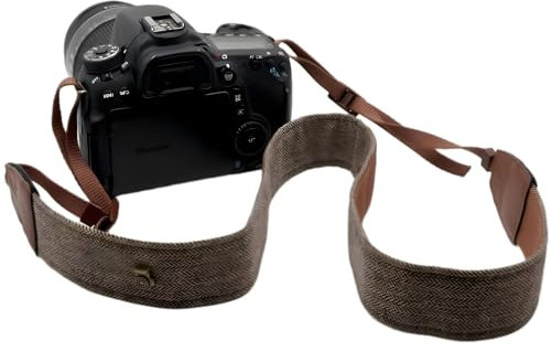 laeeyin Kameragurt, kamera gurt Reine Baumwolle und Leder gewebte verstellbare Schulter-Nacken-Gurt Camera Strap für DSLR-Kameras, Fotografen (Braun)