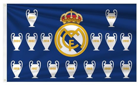 Real Madrid Flagge, Banner, Champions League 2024, Hala Madrid Merengue-Fans, langlebig, für drinnen oder draußen, Fußball, 2 Ösen