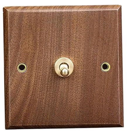 Interruttore della luce a levetta decorativa con piastra a parete in legno in noce, 3, 4x3, 4 Interruttore ottone vintage per interni domestici e hotel, elegante parete elettrica