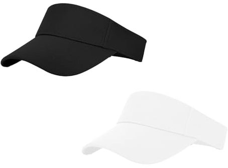 Sun Visors For Women, Visor Hat Women, 2 Pcs Lightweight Sun Visor Hat With Adjustable Band, They Are Suitable For Fishing, Travel And Outdoor Activities (Black And White)