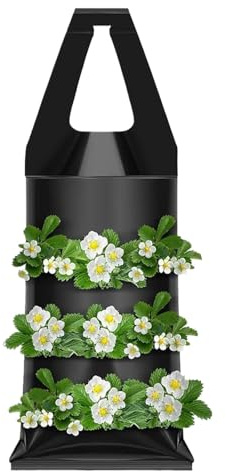 Erdbeer-Pflanztasche – Tomaten-Pflanzenaufhänger | Garten-Wachstumstasche | Hängender Erdbeer-Züchter | montierte Erdbeer-Pflanzgrifftaschen für drinnen und draußen, Garten, Terrasse, Balkon