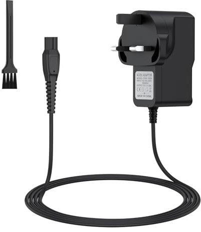 15V Charger for Philips Shaver Chager HQ8505 Cable UK for Series 9000, 7000, 5000 Beard Trimmer MG7930, S5465, S3233, BT5502, BT9810, MG7790 MG7750 Electric Razor Aquatouch UKCA Power Lead (Black)