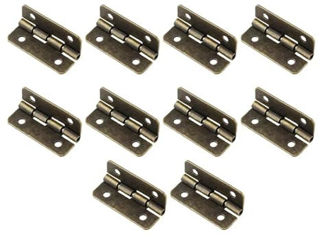 AIRUIXI 10Pcs Vintage box Hinge Flat Wooden Music Box Wine Case Dollhouse Cabinet Door Hinge Furniture Hardware(Silver)