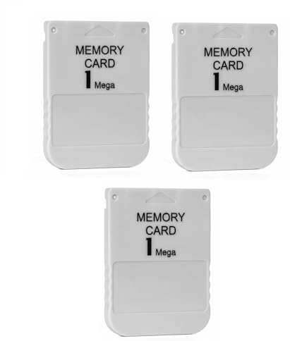 DARLINGTON & Sohns Zubehörpaket 3er Set Memorycard Spielstandkarten je 1MB – kompatibel mit PS1 PS2 / PlayStation 1 Konsole – Zubehör für gespeicherte Spielstände – Retro Gaming