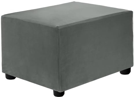 sourcing map Stretchbezug für Ottomane, rechteckig, quadratisch, mit Gummizug für Fußhocker, Wohnzimmer, Schlafzimmer, passend für Länge 50–76 cm, Größe S, Dunkelgrau