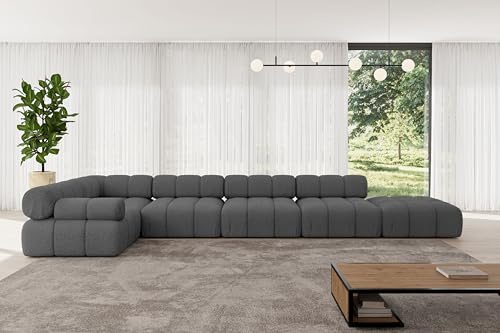 ALTDECOR Modulares Sofa Ecksofa in L-Form Corner modular Sofa Eckcouch Couch Wohnlandschaft Cauchsofa Polstersofa Felto-L3-475x190x70 cm Grau