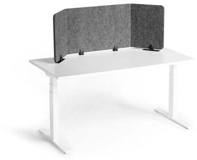 Durable Tischtrennwand Effect 160, Sichtschutz, faltbar, Anthrazit, 313558 | Akustikschutz aus PET-Filz, 160 cm breit, inklusive Standfüßen und Klemmen für Schreibtische