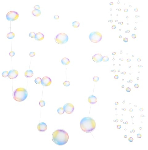 ROMISBABA 4 Stück Transparent Wasserblasen Girlande Meerjungfrau Party Deko Hängende Luftblasen Girlanden Regenbogenbunte Unterwasserdeko für Kindergeburtstag Decke Hintergrund