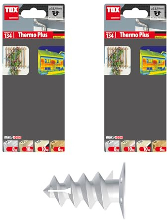 TOX Set Dämmstoffdübel Thermo Plus 85 mm, Dübel ohne Vorbohren oder Spezialwerkzeug, verhindert Wärmebrücken, für EPS 20, XPS 20, PUR und Holzfaserplatten, 2x 2 Stück