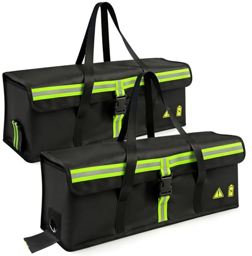 Ebike Akku Tasche,2PCS Schichten Brandschutzbox-Feuerfeste Akkutasche bis 2300 °C, Feuerfeste Box für Fahrradakku zum Laden Transportieren Lagern, 51x16x16cm
