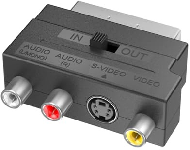 Ebksqs SCART Auf 3X RCA Adapter Mit S-Video & IN/Out Schalter - AV Audio Video Konverter Für Optimale Signalübertragung