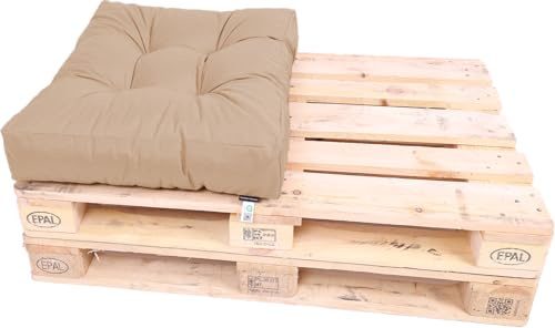 TexDeko® Garden halbes Palettenkissen 60x80x18cm Cappuccino | In- & Outdoor, wasserabweisend, UV-beständig, zusätzlicher Vliesmantel, formstabile Palettenpolster, gesteppt, Gartenmöbel