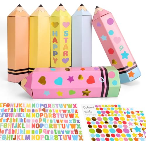 Kleine Schultüte Jungen & Mädchen Zuckertüte, Geschwister Schultüte Rohling Bastelset, 12 Stück Mini Schultüten Stiftform Zum Befüllen Mit 4 Stück Aufkleber, Geschenke Zur Einschulung Geschenkverpack