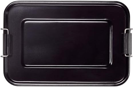 elasto Vesperbox BPA-Frei Brotdose 18 x 12 x 6cm Brotzeitbox Metall für Kinder und Erwachsene Geschenk für Schule Kindergarten Arbeit (Schwarz)