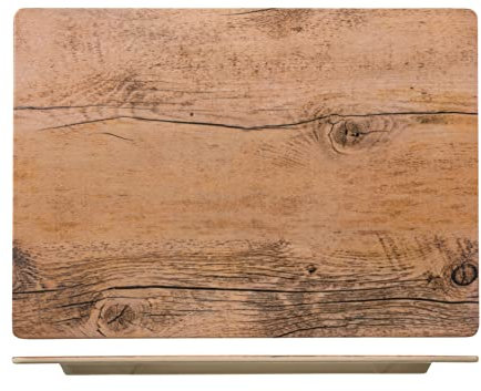 H&H Piatto in Melamina, Effetto Legno, Rettangolare, 25.5x35.5cm