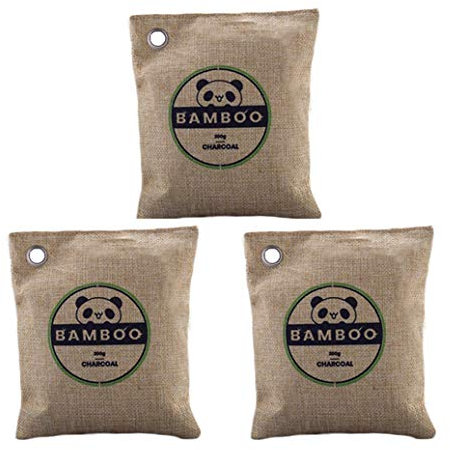 Bamboo Charcoal Purifying Bags, Air Purifying Bags, Activated Charcoal Odor Absorber Moisture Absorber Natural Carbon Fresheners for Home, Car, Closet, Bathroom, Pets (3 Pack, 200g Each)