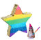 Relaxdays 10031478 Pinata Stern, Partypinata zum Befüllen, Kinder & Erwachsene, Regenbogen, Schlagpinata zum Aufhängen, bunt-gold