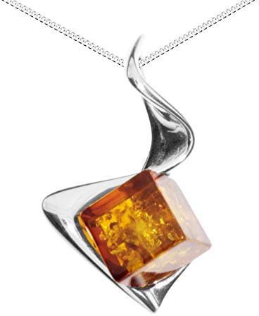 Kette mit Anhänger - Amely - Silber 925/000 - Bernstein