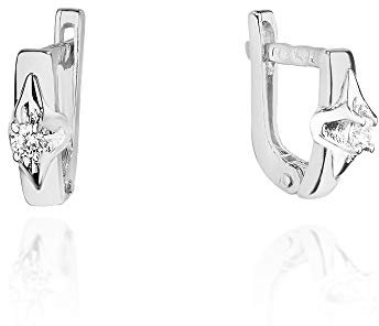 Damen Ohrringe 585 14k Gold Weißgold Ohrhänger Diamant Brillanten