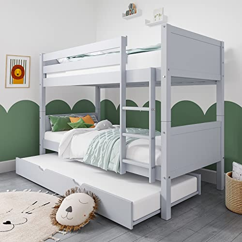 Luca Grey Wooden Detachable Bunk Bed with Trundle