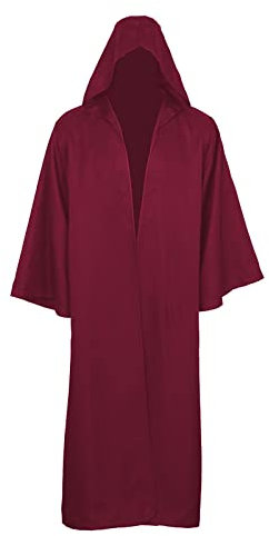 Bichingda Erwachsenen-Umhang für Jedi-Robe, Kapuzenumhang, Halloween, Weihnachten, Party, Cosplay, Kostüm, Vampir-Umhang, Tunika, Kapuzenuniform, rot, M