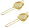 Small Strainer Set of 2, E-far 3.3 Inches Stainless Steel Fine Mesh Sieve with Long Handle, Metal Conical Strainers for Tea Cocktail Coffee Food, Rust Proof & Easy to Clean (Gold)