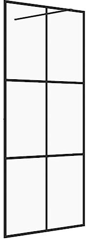 vidaXL Parete per Doccia Walk-in Vetro Trasparente ESG Nera 100x195 cm