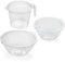 Addis 3 Piece Cooking Set Including 1 Litre and 4 Litre Mixing Bowls and Measuring 2 Litre Jug, Clear