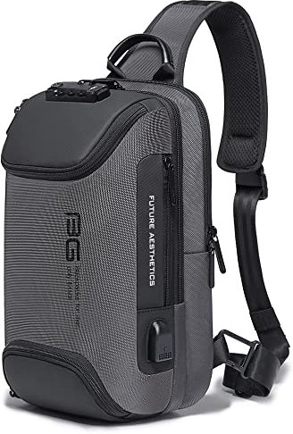 BANGE Sling Bag, Waterproof Men's Chest Bag Shoulder bags Crossbody Sling Backpack for Men……, 7082grey, Sling Backpacks