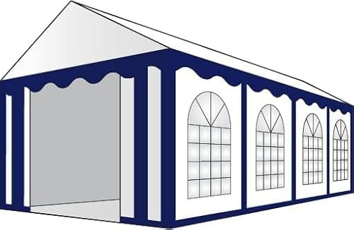 AMBISPHERE Partyzelt Classic Plus Hochwertiger Pavillon 550g/m² PVC Plane Gartenzelt/Festzelt/Bierzelt Wasserdicht, UV-Resistent & Feuerhemmend Größen in Blau/Weiß mit 5 Jahren Garantie (6x12m)