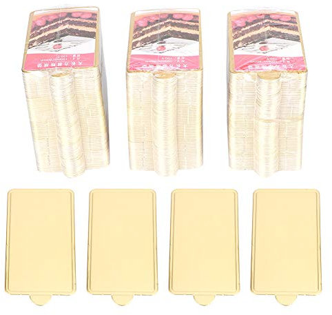 300 Piezas Rectangulares para Tartas de Mousse, Base Dorada para Postres, Herramientas para Hornear de Cartón, Mini Platos de Papel para Tartas, Platos para Cupcakes, Postres, Bandejas de Exhibición