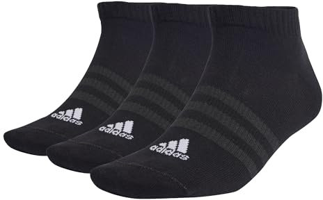 adidas Mixte Thin and Light Sportswear Low-Cut Socks 3 Pairs, Black / White, 4.5-6