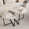 HOJINLINERO Round Coffee Table Set of 2,Small Coffee Table Living Room Tables,Metal Frame with Wood Side Table,Sofa Tea Table for Small Space/Living Room/Bedroom,Stacking Side Tables,Black + OAK