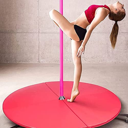 Dxcaicc Pole Dance Matte Runde Pole Dance Crashmatte Fitnessübung Tragbare Faltbare Anfänger Stangentanz Schutzmatte Gymnastisches Stoßdämpfende Sicherheitsmatte,Rot,Thickness 3cm