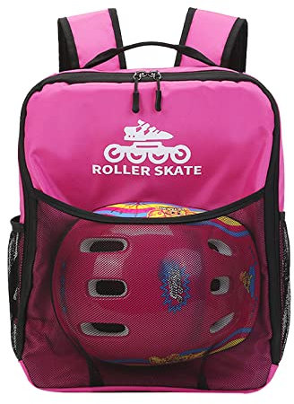XINBALOVE Borsa per Pattini a rotelle, Zaino per Pattini a rotelle, Borsa per Pattini in Linea per Pattini da Ghiaccio, Borsa per Pattinaggio a rotelle Professionale per Bambini- M Rose Red