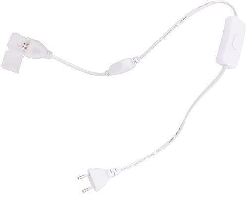 Wisada EU Netzstecker mit Schalter für 220V 288 LEDs/m, 360 LEDs/m No Wire COB Neon LED Streifen Band Tape Light Netzteiladapter (Ohne Lichtleiste)
