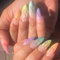 JUSTOTRY 24 Stück Bunt Stiletto Nägel Zum Aufkleben Lang,Regenbogen French Künstliche Nägel,Spitz Mandel Kunstnägel Press on Nails,Pretty Fingernägel Fake Nails für Frauen