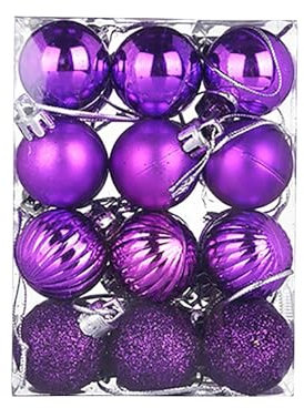 24 Weihnachtskugeln, Weihnachtskugeln, Ornamente für Weihnachtsbaumschmuck, Weihnachtsdekoration, hängende Ornamente, Clearance für Weihnachten, Hochzeit, Geburtstag, Party, Heimdekoration (02#lila)