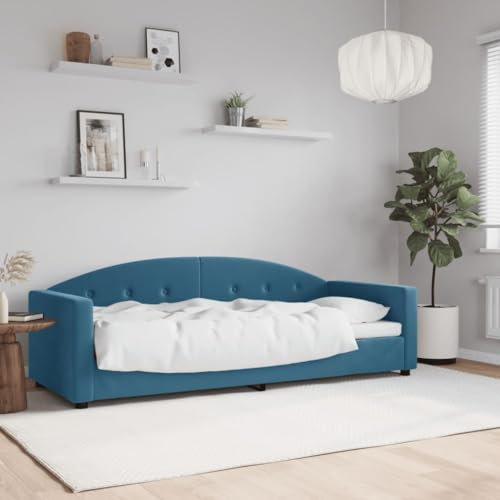 Festnight Tagesbett Einzelbett Schlafsofa Polsterbett 80x200 cm Bettsofa Samt Schlafsofa Funktionsbett Jugendbett Kinderbett Gästebett Bettsofa Blau