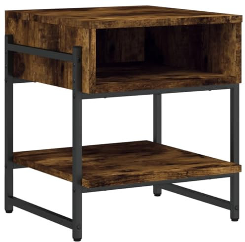 vidaXL Couchtisch, Beistelltisch mit viel Stauraum, Wohnzimmertisch Sofatisch mit verstellbaren Beinen, Tisch Kaffeetisch Teetisch, Räuchereiche Holzwerkstoff